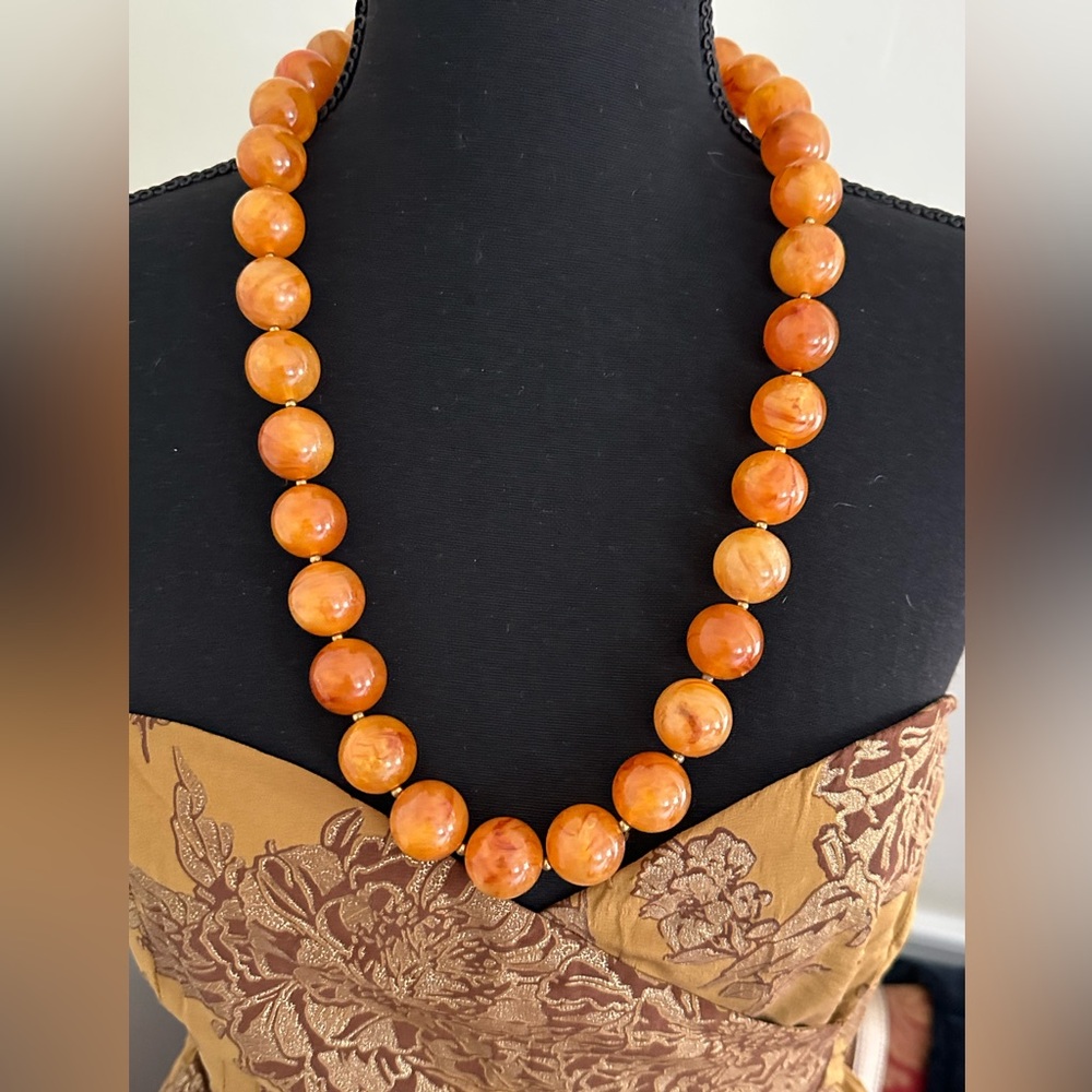 Vintage Faux Amber Beaded Necklace